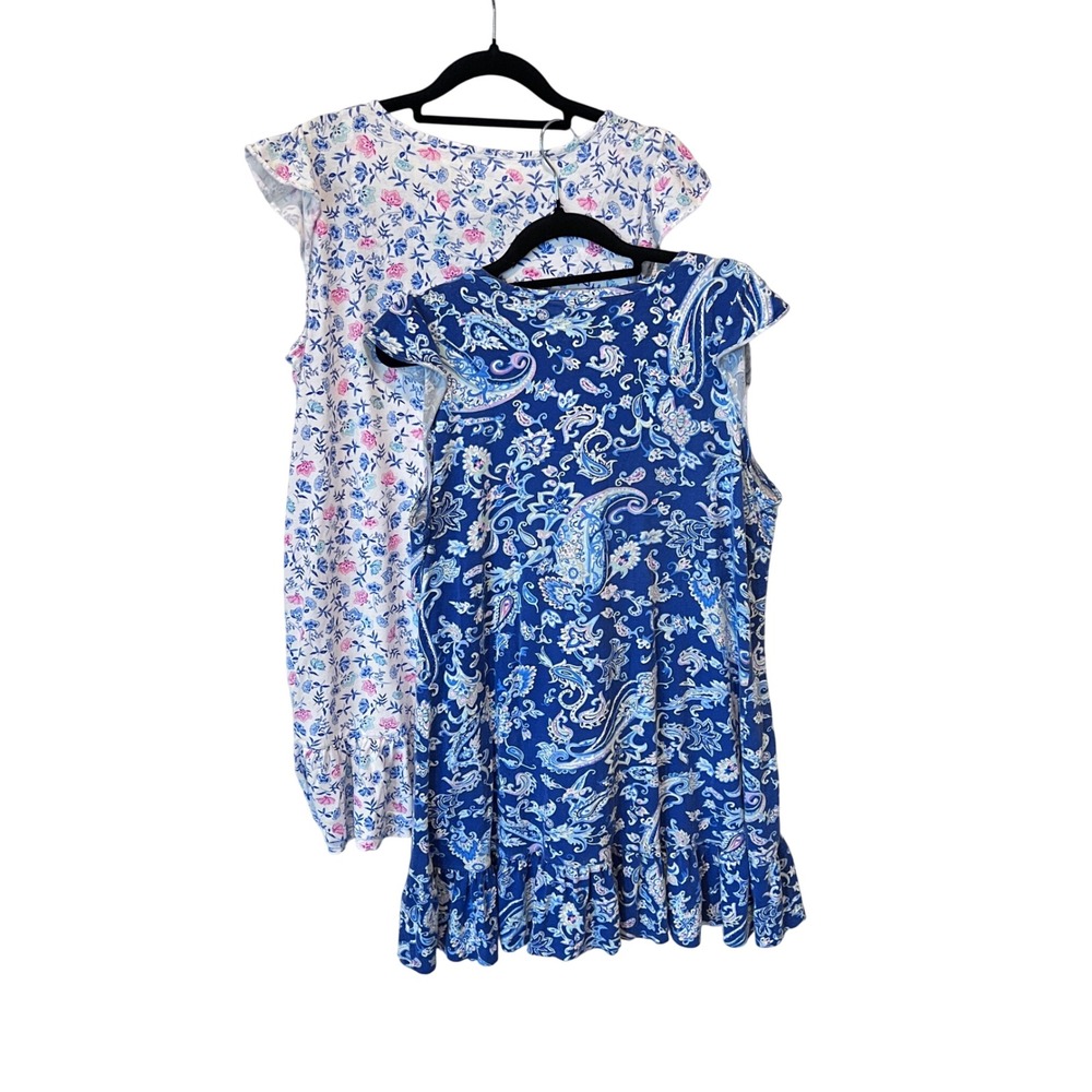 Ralph Lauren 2Pk Summer Nightgowns Blue Paisley Floral Ruffle Size Small - Picture 6 of 12
